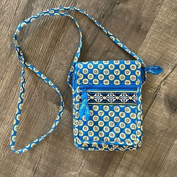 VERA‎ BRADLEY WALLET Crossbody I.D. Purse Bag "Riviera Blue" Retired Pattern - Picture 1 of 9